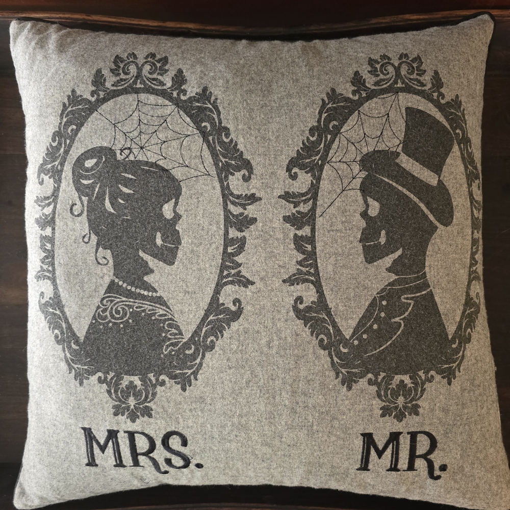 Isaac Mizrahi Gray Skeleton Couple Accent Pillow